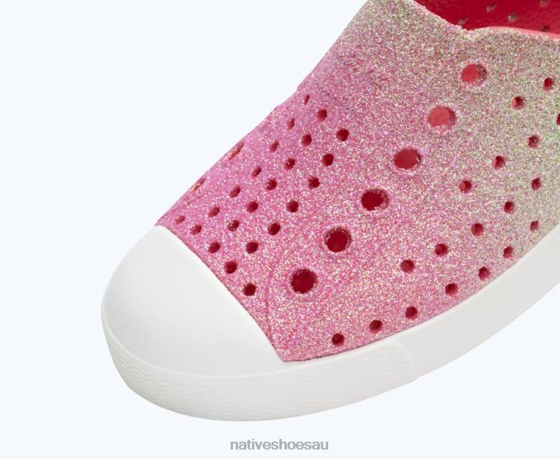 Footwear Native Shoes Jefferson Bling Celery Dazzle Bling/ Shell White Kids 4DD0225