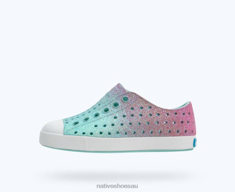 Footwear Native Shoes Jefferson Bling Hollywood Hydrangea Bling/ Shell White Kids 4DD0177