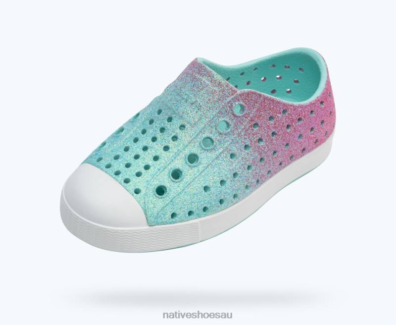 Footwear Native Shoes Jefferson Bling Hollywood Hydrangea Bling/ Shell White Kids 4DD0177