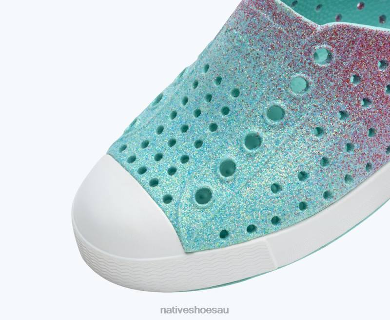 Footwear Native Shoes Jefferson Bling Hollywood Hydrangea Bling/ Shell White Kids 4DD0177