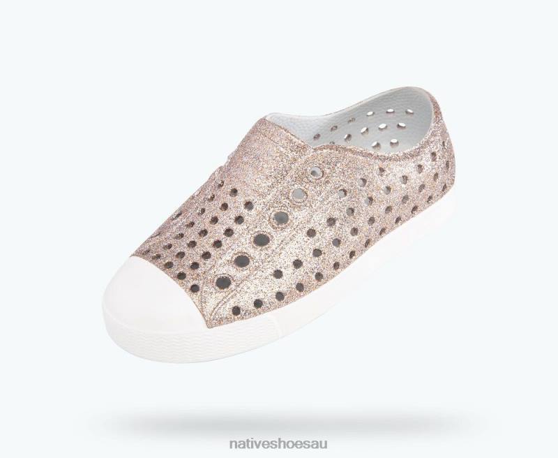 Footwear Native Shoes Jefferson Bling Metal Bling/ Shell White Kids 4DD0176