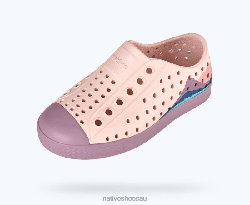 Footwear Native Shoes Jefferson Block Dust Pink/ Wildflower Purple/ Frontier Mountain Block Kids 4DD0244