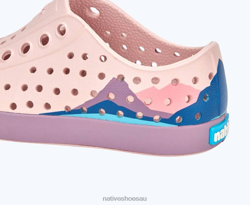 Footwear Native Shoes Jefferson Block Dust Pink/ Wildflower Purple/ Frontier Mountain Block Kids 4DD0244