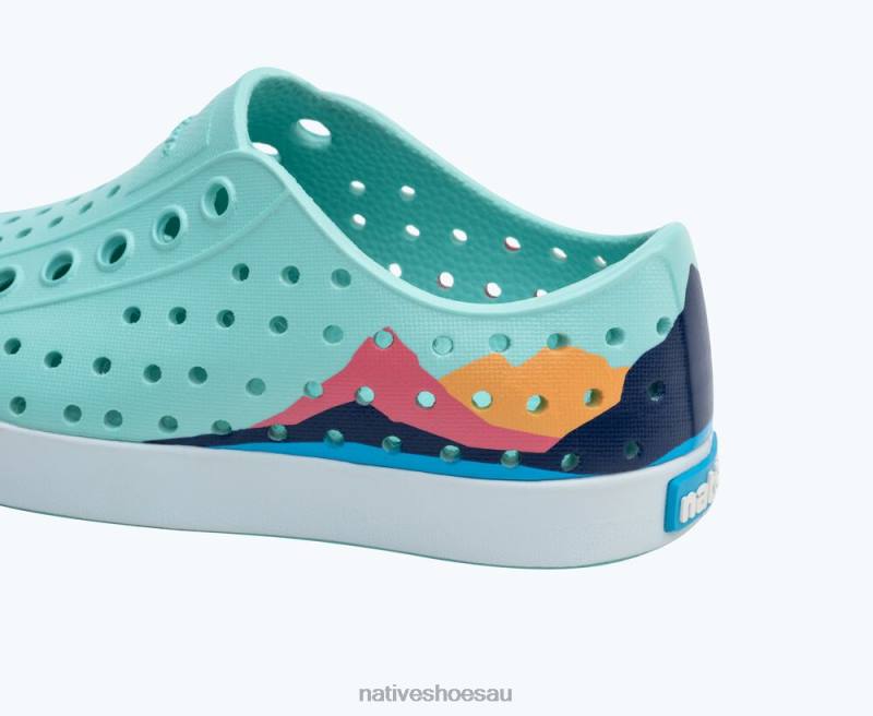 Footwear Native Shoes Jefferson Block Hydrangea Blue/ Coastal Blue/ Regatta Mountain Block Kids 4DD0196
