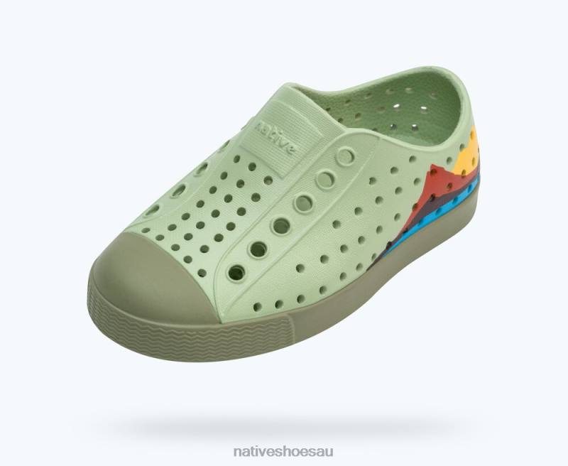 Footwear Native Shoes Jefferson Block Tea Green/ Loch Green/ Crater Mountain Block Kids 4DD0188