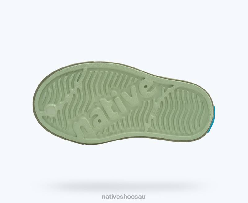 Footwear Native Shoes Jefferson Block Tea Green/ Loch Green/ Crater Mountain Block Kids 4DD0188