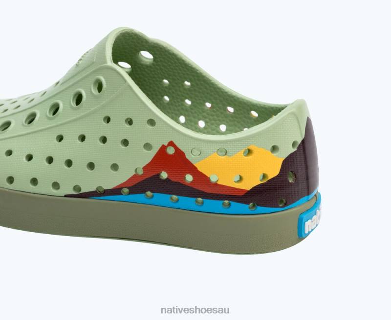 Footwear Native Shoes Jefferson Block Tea Green/ Loch Green/ Crater Mountain Block Kids 4DD0188