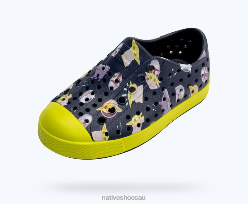 Footwear Native Shoes Jefferson Star Wars Print Regatta Blue/ Chartreuse Green/ Mando AOP Kids 4DD0205