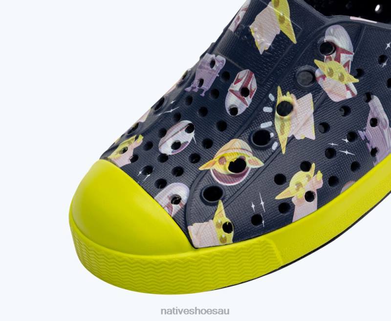 Footwear Native Shoes Jefferson Star Wars Print Regatta Blue/ Chartreuse Green/ Mando AOP Kids 4DD0205