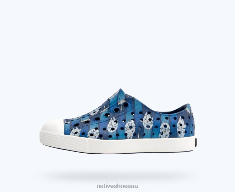 Footwear Native Shoes Jefferson Star Wars Print Starry Blue/ Shell White/ Millennium Falcon AOP Kids 4DD0245