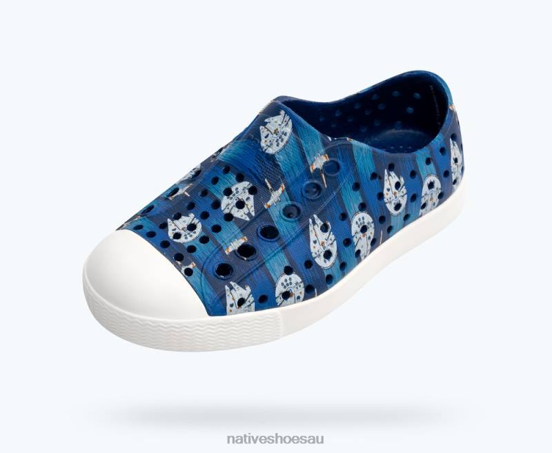 Footwear Native Shoes Jefferson Star Wars Print Starry Blue/ Shell White/ Millennium Falcon AOP Kids 4DD0245