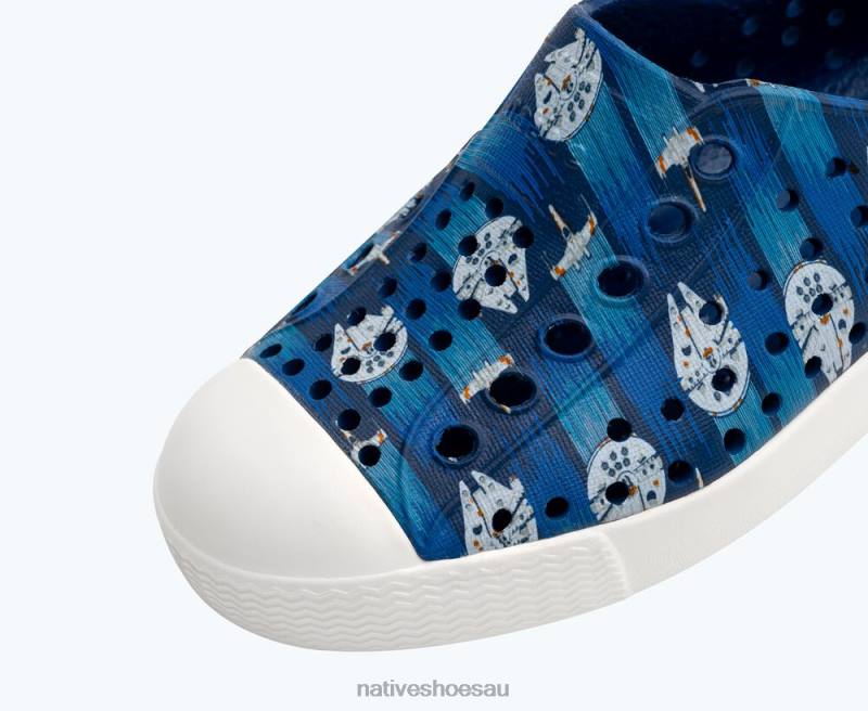 Footwear Native Shoes Jefferson Star Wars Print Starry Blue/ Shell White/ Millennium Falcon AOP Kids 4DD0245
