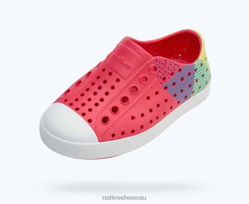 Footwear Native Shoes Jefferson Sugarlite Block Dazzle Pink/ Shell White/ Celery Maria Starfish Block Kids 4DD0206