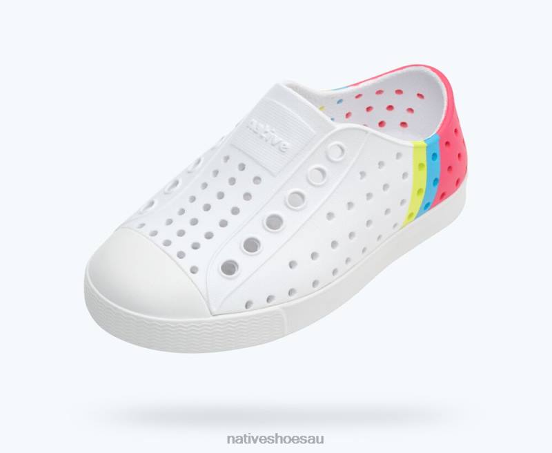 Footwear Native Shoes Jefferson Sugarlite Block Shell White/ Dazzle Maria Celery Block Kids 4DD0195