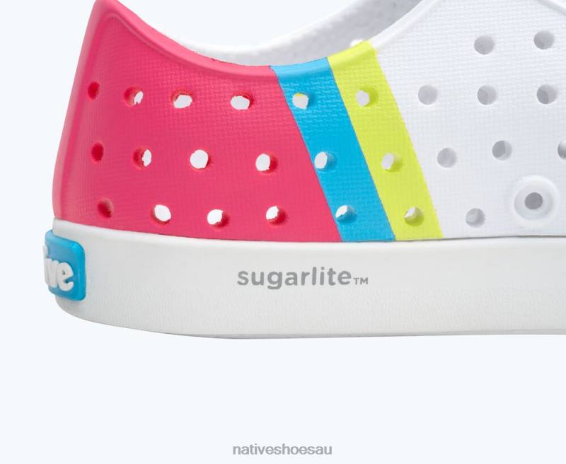 Footwear Native Shoes Jefferson Sugarlite Block Shell White/ Dazzle Maria Celery Block Kids 4DD0195