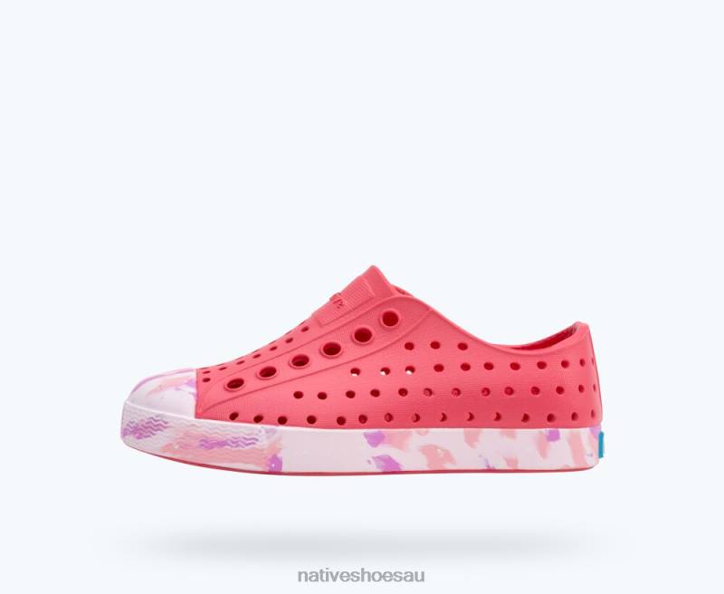 Footwear Native Shoes Jefferson Sugarlite Marbled Dazzle Pink/ Winterberry Princess Marble Kids 4DD0213 - Click Image to Close