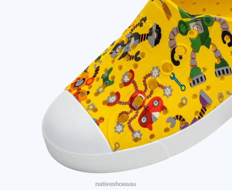 Footwear Native Shoes Jefferson Sugarlite Print Crayon Yellow/ Shell White/ Victoria Robuddies Kids 4DD0185