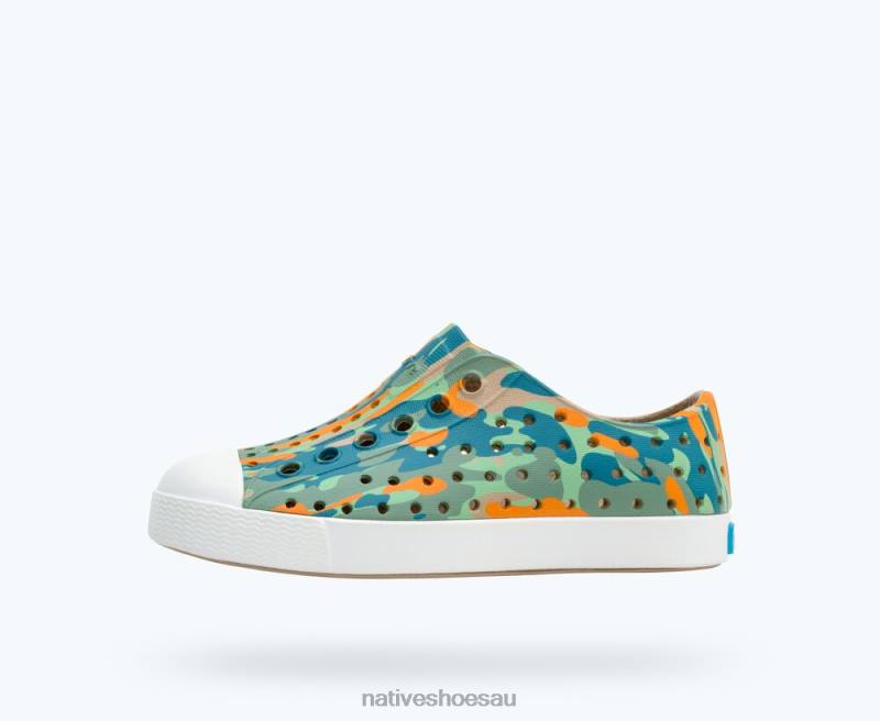Footwear Native Shoes Jefferson Sugarlite Print Flax Tan/ Shell White/ City EuCamo Kids 4DD0148