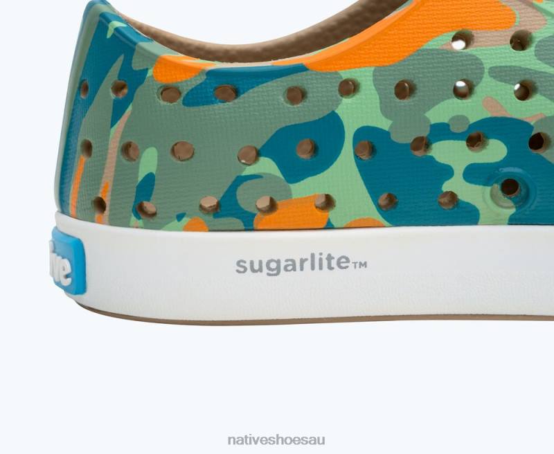 Footwear Native Shoes Jefferson Sugarlite Print Flax Tan/ Shell White/ City EuCamo Kids 4DD0148
