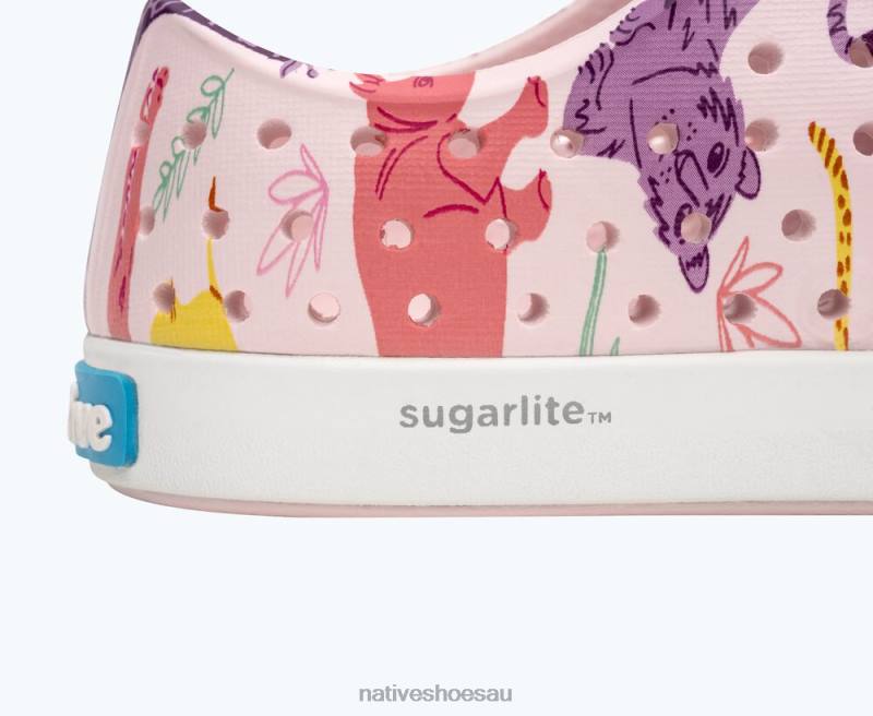 Footwear Native Shoes Jefferson Sugarlite Print Milk Pink/ Shell White/ Sea Fan Safari Friends Kids 4DD0158