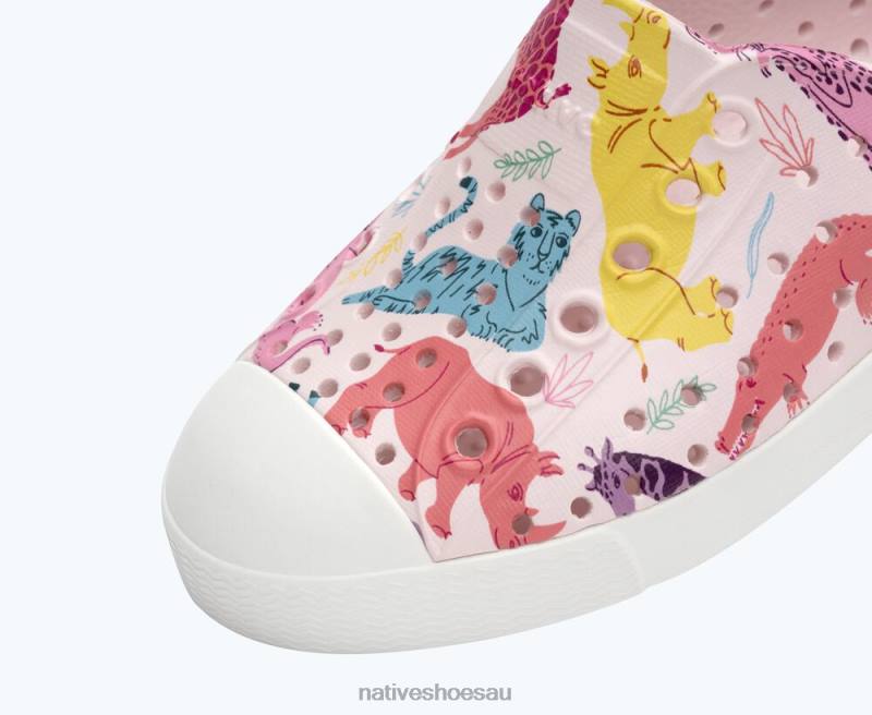 Footwear Native Shoes Jefferson Sugarlite Print Milk Pink/ Shell White/ Sea Fan Safari Friends Kids 4DD0158