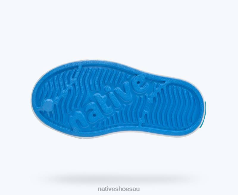 Footwear Native Shoes Jefferson Sugarlite Print Resting Blue/ Shell White/ Celery Lightning Kids 4DD0155