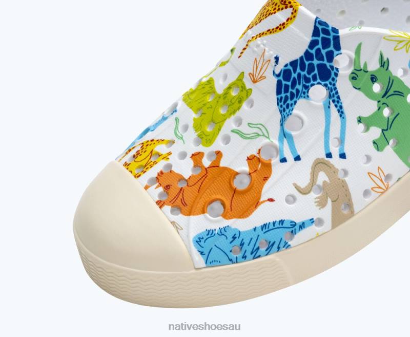 Footwear Native Shoes Jefferson Sugarlite Print Shell White/ Bone White/ Candy Safari Friends Kids 4DD0170