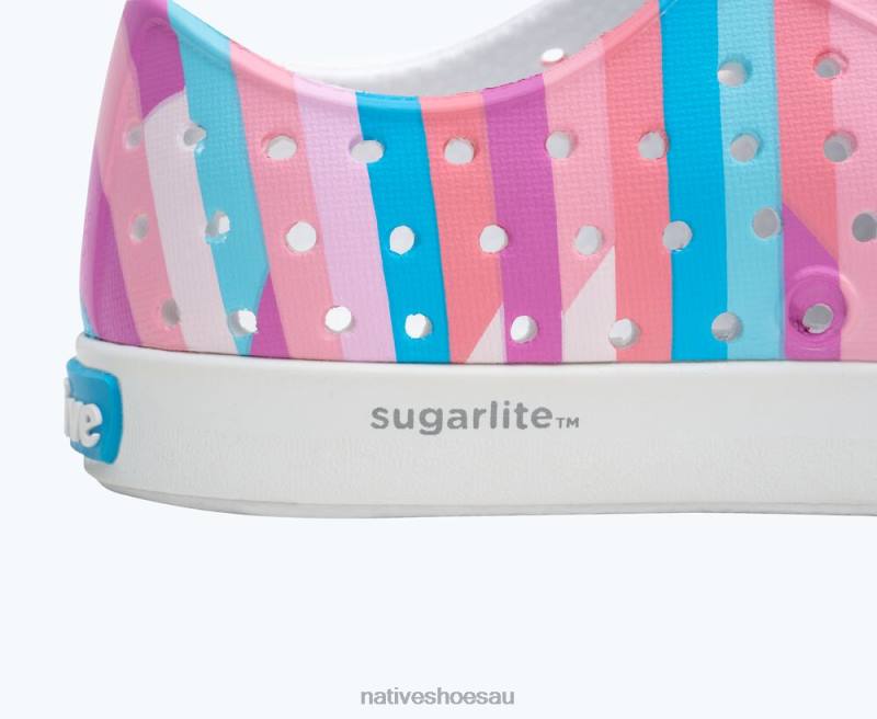 Footwear Native Shoes Jefferson Sugarlite Print Shell White/ Pastel Multi Stripe 2 Kids 4DD0248
