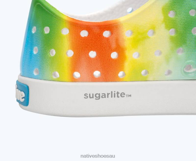 Footwear Native Shoes Jefferson Sugarlite Print Shell White/ Rainbow Tie Dye Kids 4DD0138