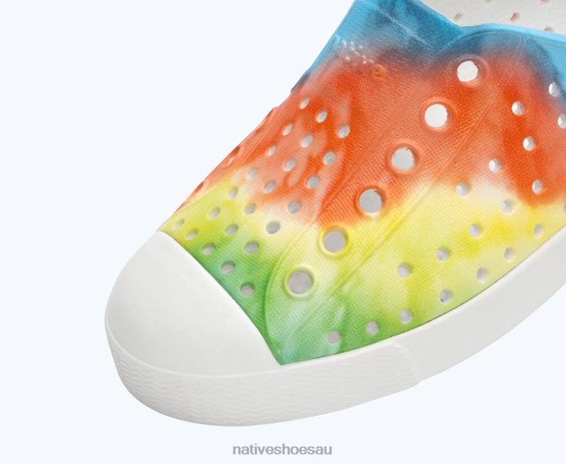 Footwear Native Shoes Jefferson Sugarlite Print Shell White/ Rainbow Tie Dye Kids 4DD0138