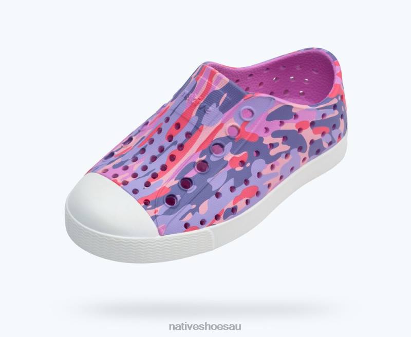 Footwear Native Shoes Jefferson Sugarlite Print Winterberry Pink/ Shell White/ Haze EuCamo Kids 4DD0140