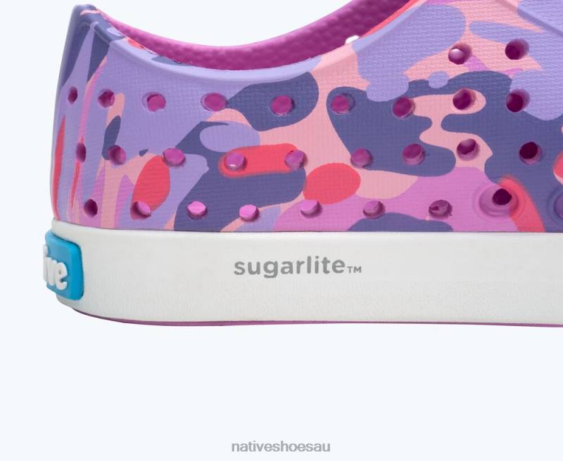 Footwear Native Shoes Jefferson Sugarlite Print Winterberry Pink/ Shell White/ Haze EuCamo Kids 4DD0140