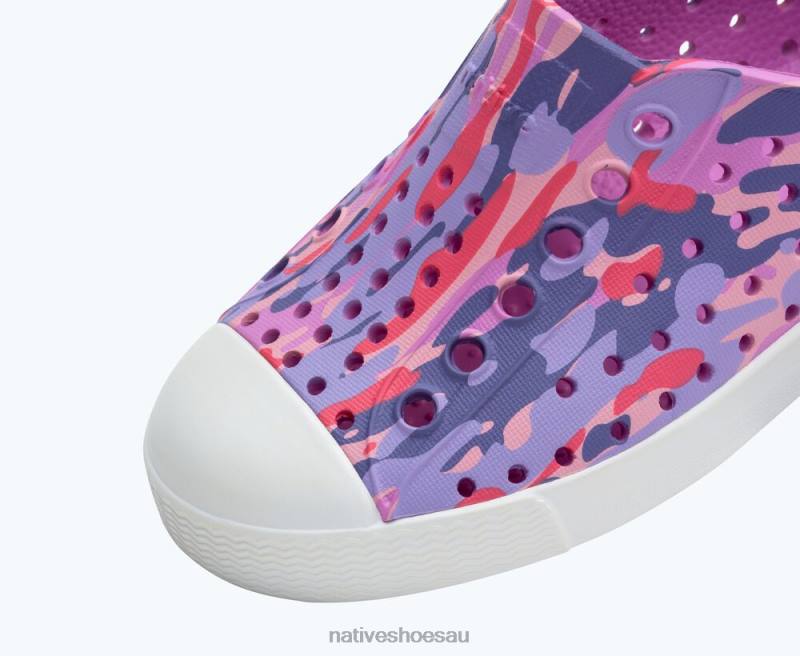 Footwear Native Shoes Jefferson Sugarlite Print Winterberry Pink/ Shell White/ Haze EuCamo Kids 4DD0140