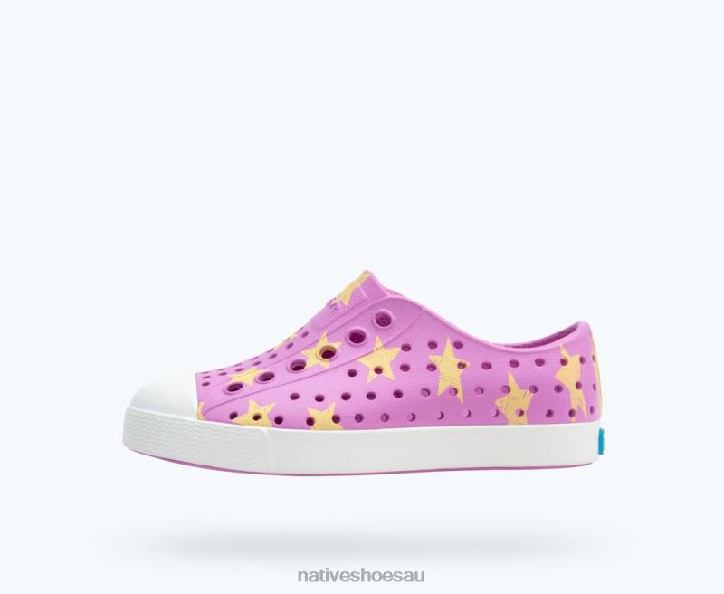 Footwear Native Shoes Jefferson Sugarlite Print Winterberry Pink/ Shell White/ Morning Stars Kids 4DD0141