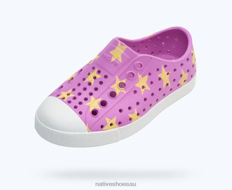 Footwear Native Shoes Jefferson Sugarlite Print Winterberry Pink/ Shell White/ Morning Stars Kids 4DD0141