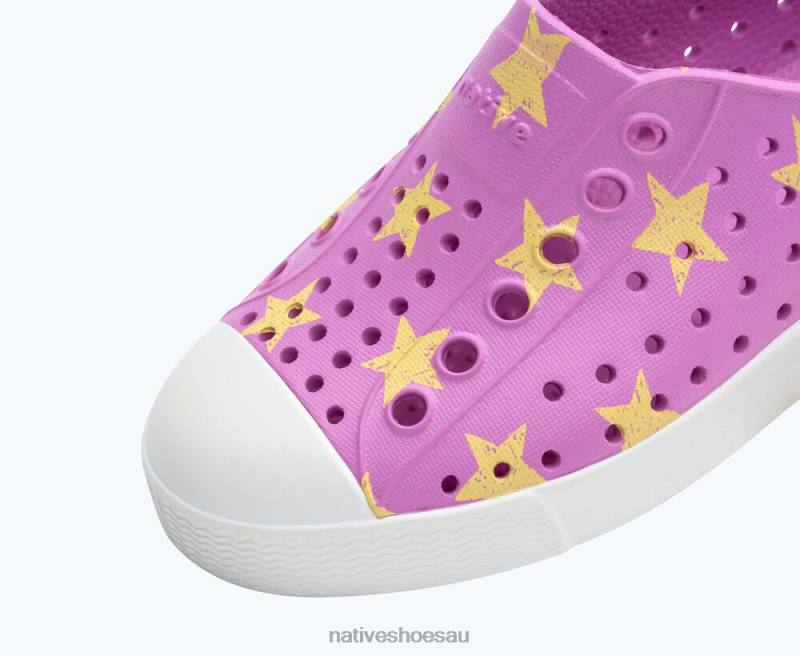 Footwear Native Shoes Jefferson Sugarlite Print Winterberry Pink/ Shell White/ Morning Stars Kids 4DD0141