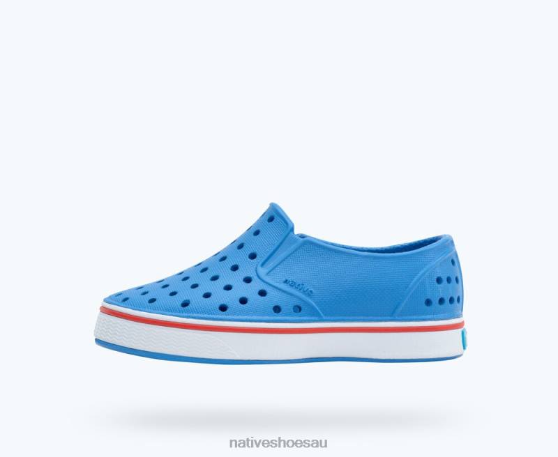 Footwear Native Shoes Miles Resting Blue/ Shell White/ Hyper Red Kids 4DD0150