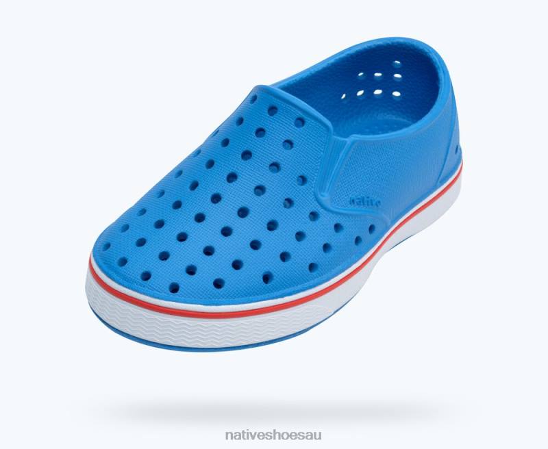 Footwear Native Shoes Miles Resting Blue/ Shell White/ Hyper Red Kids 4DD0150