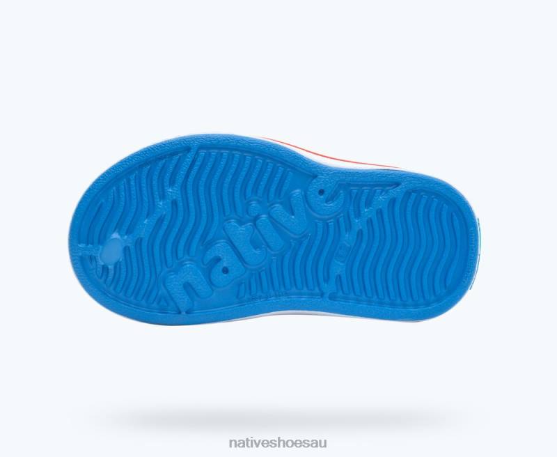 Footwear Native Shoes Miles Resting Blue/ Shell White/ Hyper Red Kids 4DD0150