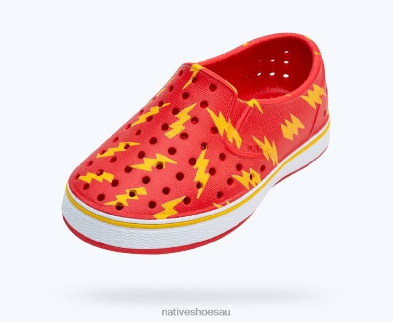 Footwear Native Shoes Miles Sugarlite Print Hyper Red/ Shell White/ Crayon Lightning Kids 4DD0171