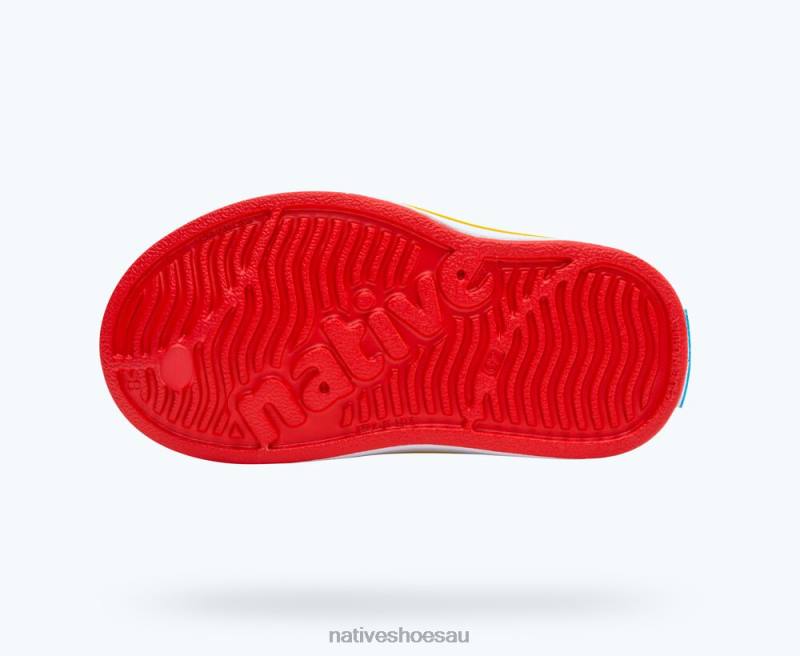Footwear Native Shoes Miles Sugarlite Print Hyper Red/ Shell White/ Crayon Lightning Kids 4DD0171