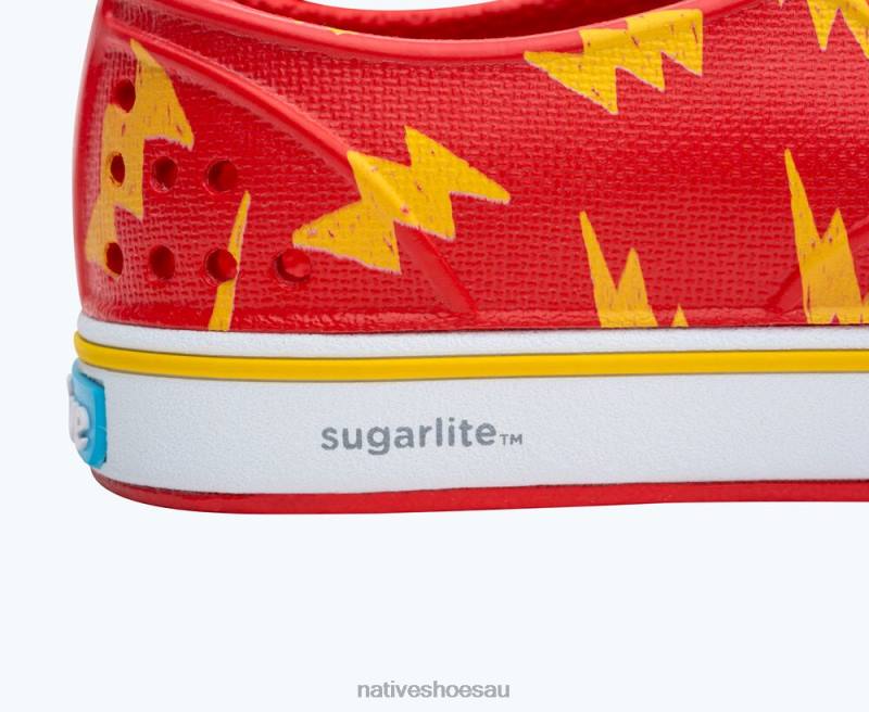 Footwear Native Shoes Miles Sugarlite Print Hyper Red/ Shell White/ Crayon Lightning Kids 4DD0171