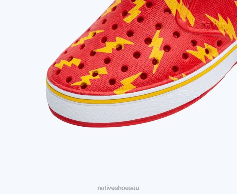 Footwear Native Shoes Miles Sugarlite Print Hyper Red/ Shell White/ Crayon Lightning Kids 4DD0171