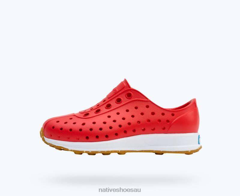 Footwear Native Shoes Robbie Sugarlite Hyper Red/ Shell White/ Mash Speckle Rubber Kids 4DD0198