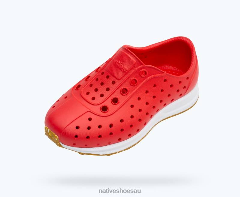 Footwear Native Shoes Robbie Sugarlite Hyper Red/ Shell White/ Mash Speckle Rubber Kids 4DD0198