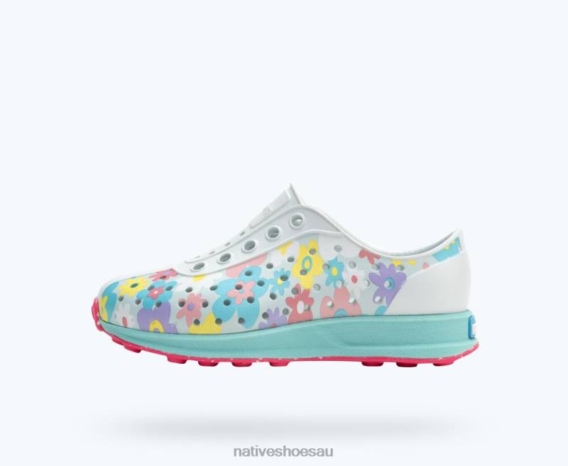 Footwear Native Shoes Robbie Sugarlite Print Coastal Blue/ Hydrangea Blue/ Pastel Daisy/ Dazzle Speckle Rubber Kids 4DD0226