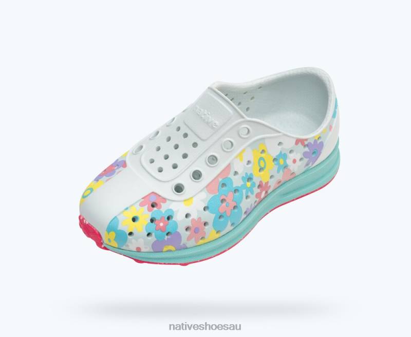 Footwear Native Shoes Robbie Sugarlite Print Coastal Blue/ Hydrangea Blue/ Pastel Daisy/ Dazzle Speckle Rubber Kids 4DD0226
