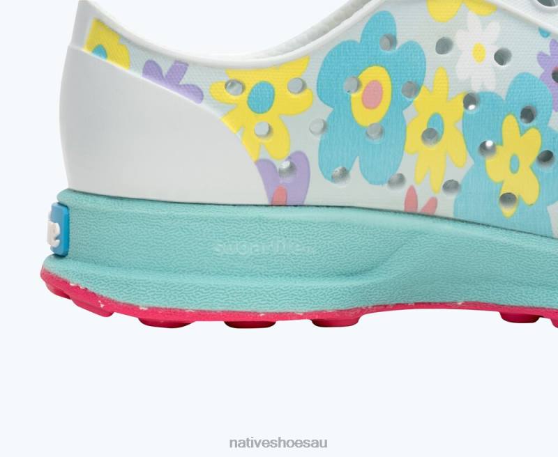 Footwear Native Shoes Robbie Sugarlite Print Coastal Blue/ Hydrangea Blue/ Pastel Daisy/ Dazzle Speckle Rubber Kids 4DD0226