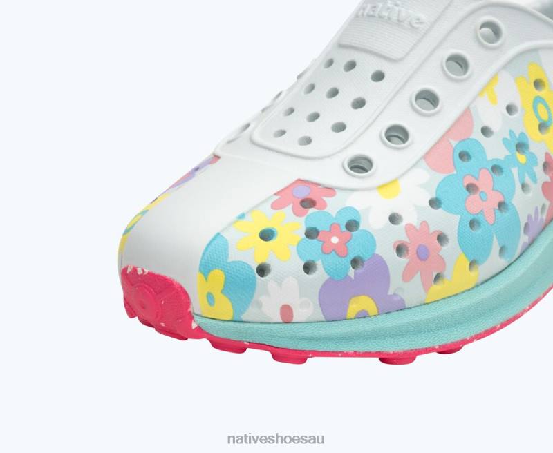 Footwear Native Shoes Robbie Sugarlite Print Coastal Blue/ Hydrangea Blue/ Pastel Daisy/ Dazzle Speckle Rubber Kids 4DD0226