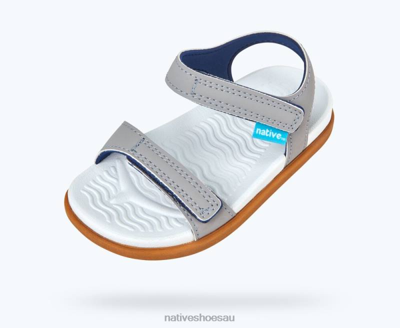 Footwear Native Shoes Charley Pigeon Grey/ Shell White/ Toffee Brown Kids 4DD096